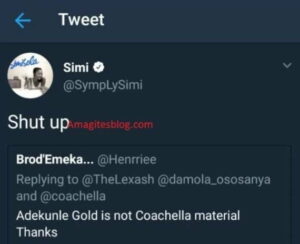Simi slams Twitter user who said Adekunle Gold is not Coachella material up