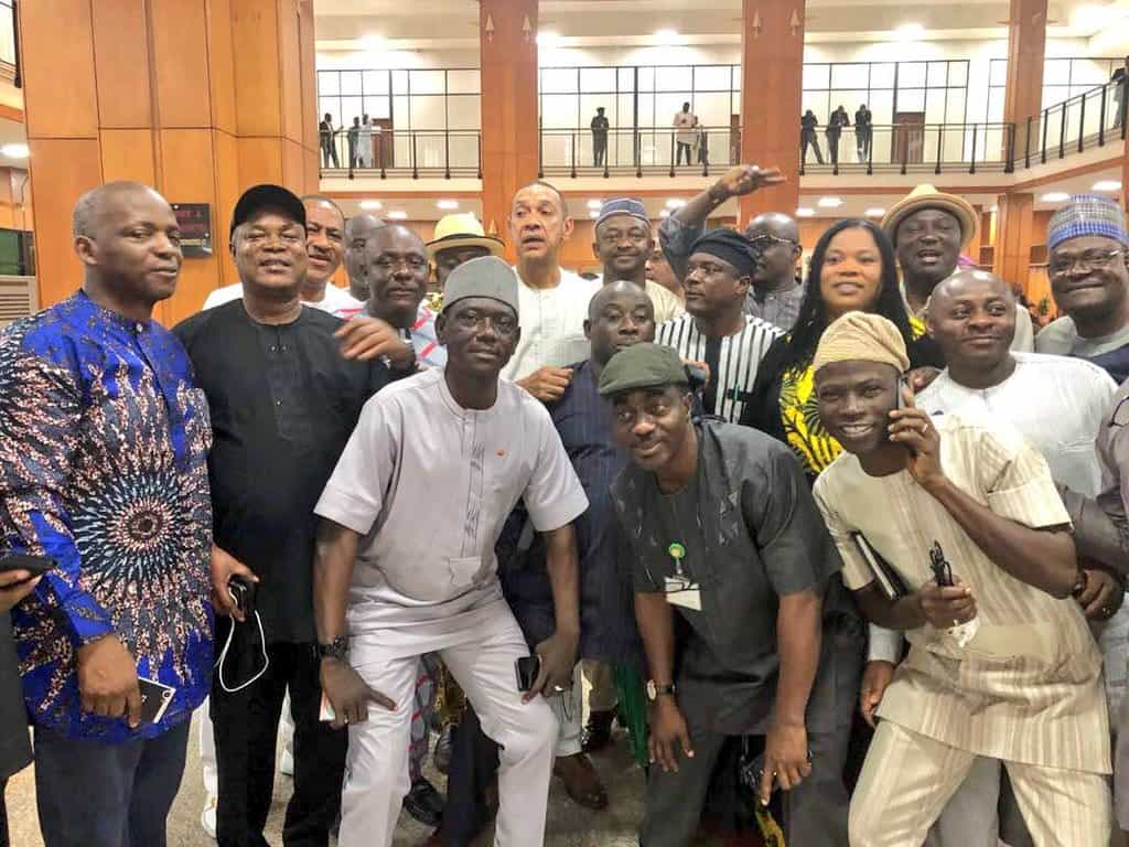 How PDP senators posed for pictures after finally gaining entrance into NASS