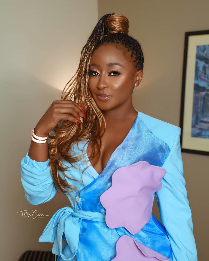 Ini Edo's melanin is popping as she rocked a power suit to a wedding