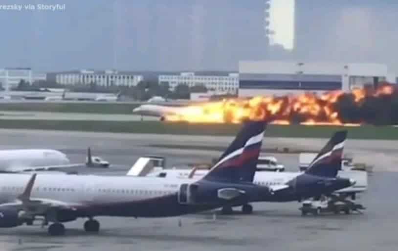 Moscow airport plane fire outbreak